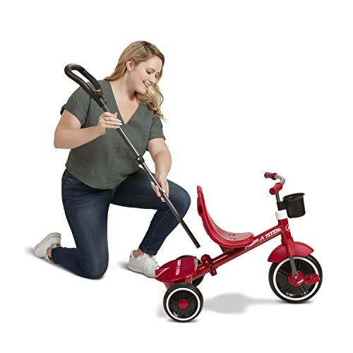 Radio Flyer Pedal & Push 4-in-1 Stroll ' N Trike®, Red Tricycle, for Toddlers Ages 1-5 (Amazon Exclusive), Toddler Bike Large