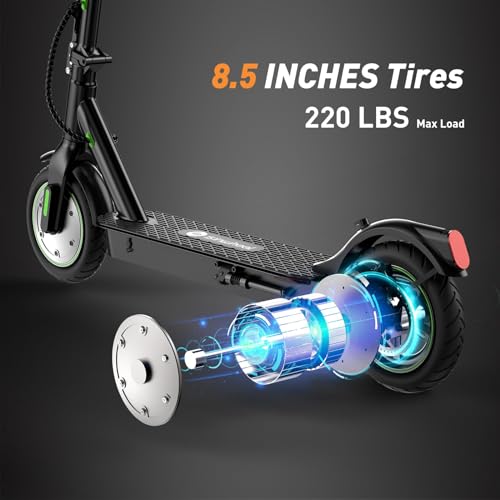 isinwheel Electric Scooter, 8.5/10 Inch Wheel Electric Scooters Adult, Fast E Scooter, 30KM/40KM Long Range, 3 Speed Modes with App Control, Doual Braking System