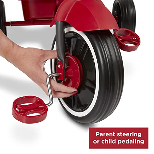 Radio Flyer Pedal & Push 4-in-1 Stroll ' N Trike®, Red Tricycle, for Toddlers Ages 1-5 (Amazon Exclusive), Toddler Bike Large