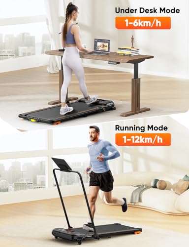 Treadmills for Home Foldable, 2.5HP Under Desk Treadmill Walking Pad with Incline, Remote Control, LED Display, Bluetooth Speaker, 1-12 km/h Adjustable Speed For Home/Office, Non-Assembly