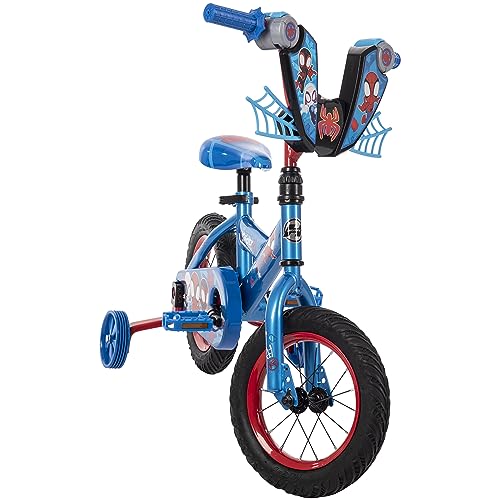 Huffy Marvel Spidey and His Amazing Friends 12 Inch Kid's Bike, Ideal for Ages 3-5 Years Old, Training Wheels Included, Quick Connect Assembly, Fun and Playful Graphics, Simple Coaster Brake