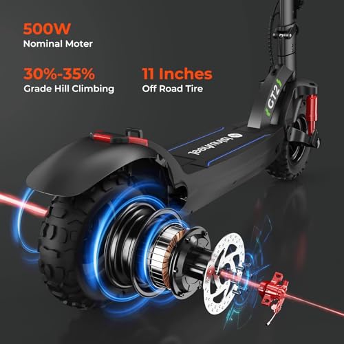 isinwheel Electric Scooter,11" Off-road Tires Fast Electric Scooters Adult with 4 Shock Absorbers, 60km Long Range E-Scooter,48V 15Ah,3 Speed Modes with Smart LCD Display