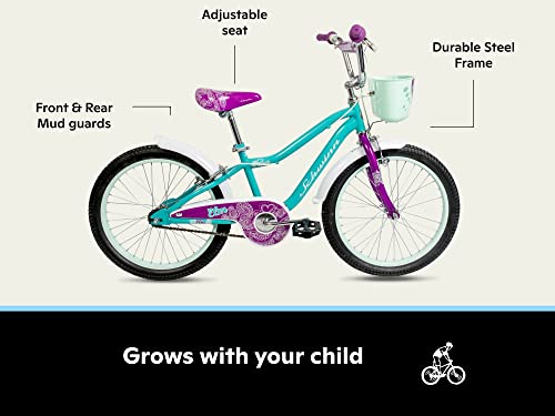 Schwinn Koen & Elm BMX Style Kids Bike in 20-Inch Wheels, Basket, Chain Guard & Kickstand Included, For Boys & Girls Age 7-13 Year Old, No Training Wheels, Teal