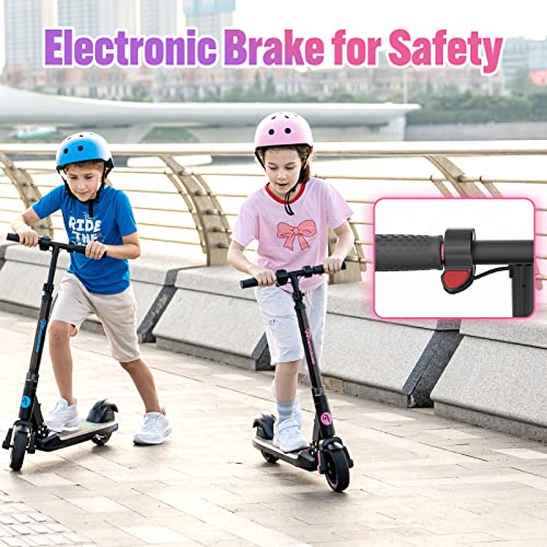 EVERCROSS EV06C Electric Scooter, 6.5'' Foldable Electric Scooter for Kids Ages 6-12, Up to 15 KM/H & 8 KM, LED Display, Colorful LED Lights, Lightweight Kids E Scooter