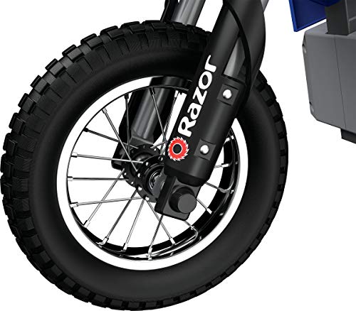 Razor MX350 Dirt Rocket Electric Motocross Off-Road Bike for Age 13+, Up to 30 Minutes Continuous Ride Time, 12" Air-Filled Tires, Hand-Operated Rear Brake, Twist Grip Throttle, Chain-Driven Motor