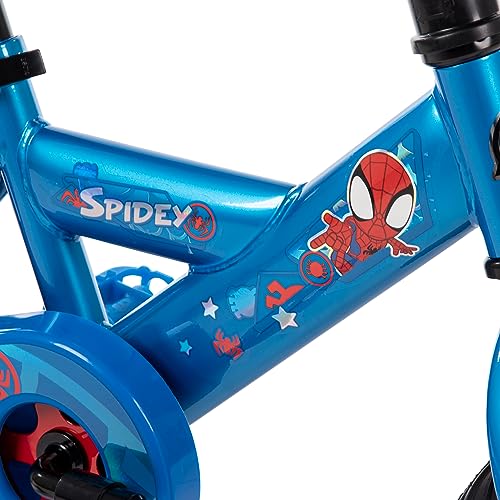 Huffy Marvel Spidey and His Amazing Friends 12 Inch Kid's Bike, Ideal for Ages 3-5 Years Old, Training Wheels Included, Quick Connect Assembly, Fun and Playful Graphics, Simple Coaster Brake