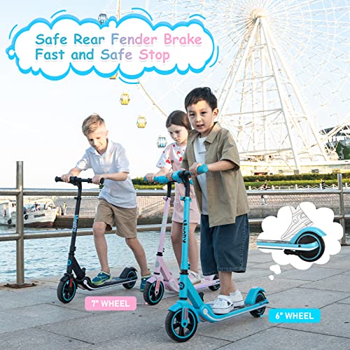 RCB Electric Scooter for Kids, 150W Motor - Max 9.3mph - Bluetooth Speaker - Colorful LED Lights - Foldable - LED Display,Kids E Scooter for Age 6-12