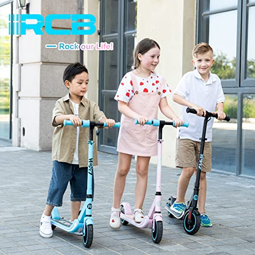 RCB Electric Scooter for Kids, 150W Motor - Max 9.3mph - Bluetooth Speaker - Colorful LED Lights - Foldable - LED Display,Kids E Scooter for Age 6-12