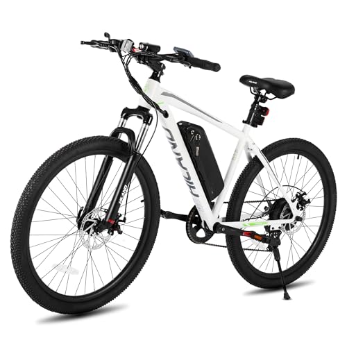 HH HILAND Electric Bike for Adults, 26 inch Electric Mountain Bicycle with Removable Battery, 500W 36V Motor, 7 Speeds 20MPH Ebike for Men, White