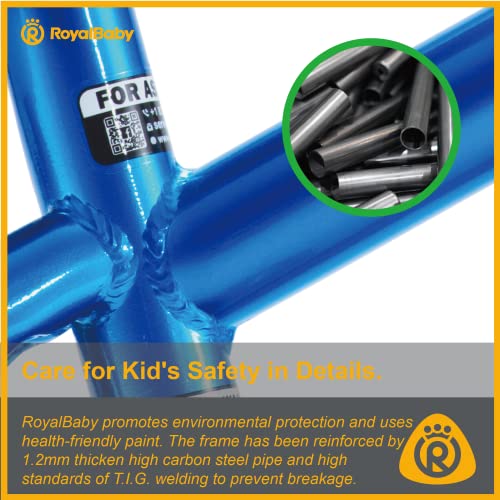 RoyalBaby Freestyle Kids Bike 14 Inch Childrens Bicycle with Training Wheels Toddlers Boys Girls Beginners Ages 3-5 Years, Blue