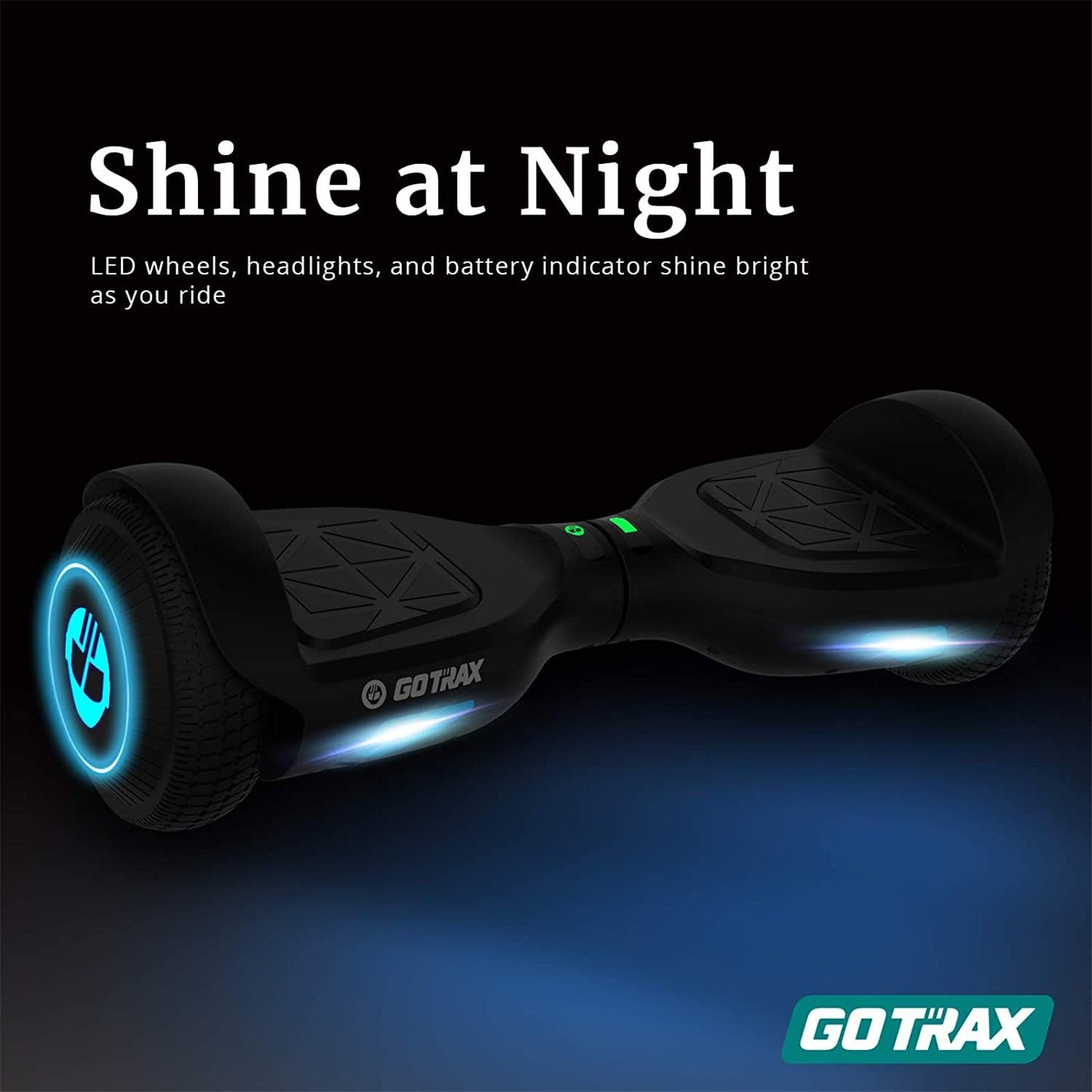 Gotrax EDGE Hoverboard with 6.5" LED Wheels & Headlight, Top 6.2mph & 4 Miles Range Power by Dual Brushless Motor, UL2272 Certified and 50.4Wh Battery Self Balancing Scooters for 44-176lbs Kids Adults (Black)