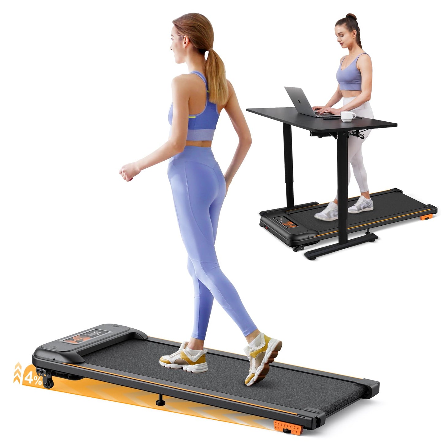 Walking Machine Treadmill for Home, 2.5HP Under Desk Treadmill with Incline, Running Machine with Remote Control and LED Display for Home/Office Fitness Exercise, Remote & App Control, No Assembly