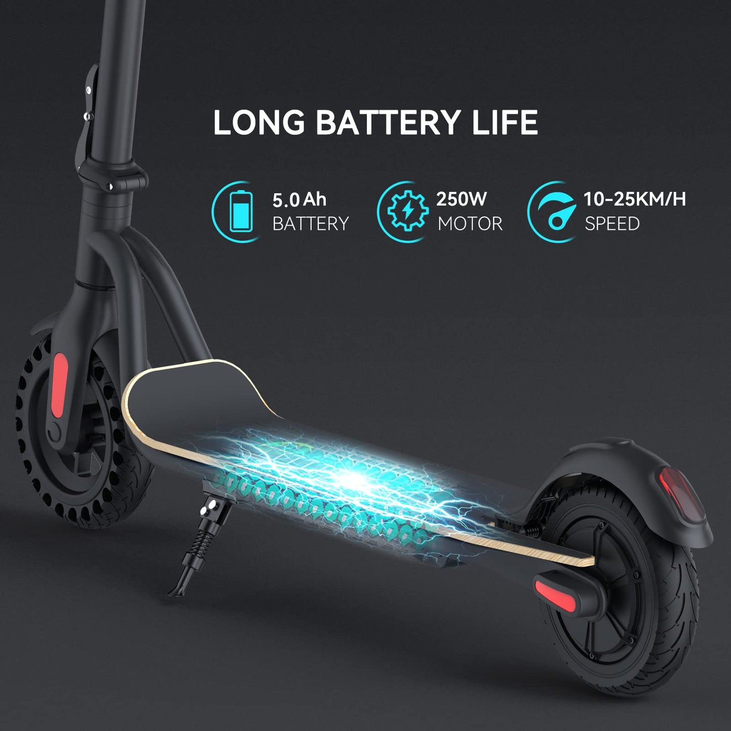 M MEGAWHEELS Electric Scooter, Speed Up to 25km/h, 3 speed modes, 8.0 Inch Tires for Teens and Adults, Max Load 100KG