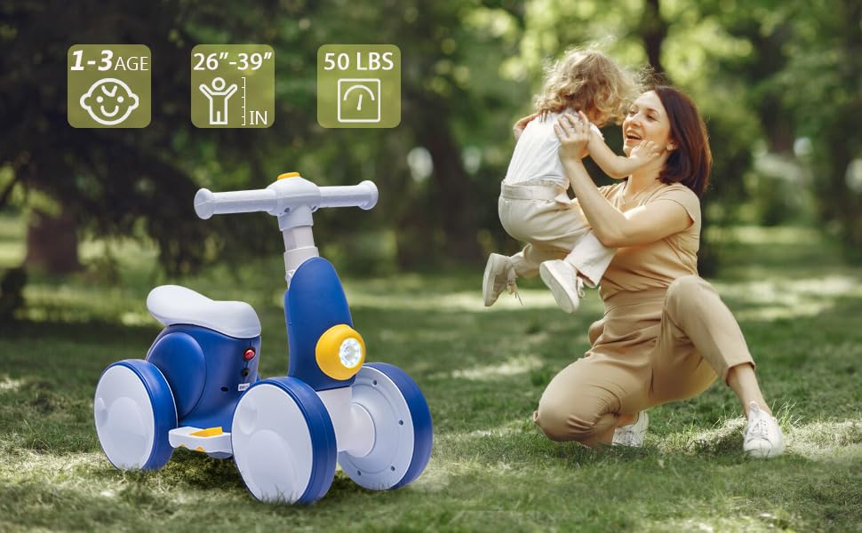 JoyRydz 6V Electric Baby Balance Bike with Bubble Machine,4 in 1 Toddler Balance Bike w/Remote Control for 1 Year Old Boys Girls Kids Bubble Bike Ride on Toys w/Powered Motor,Music,LED Lights (Blue)