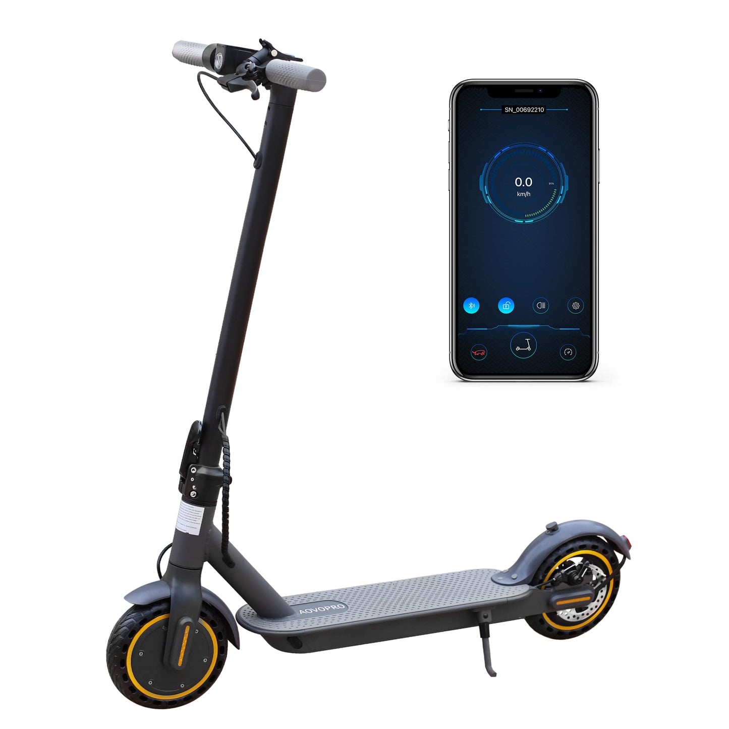 AOVOPRO Electric Scooter Adult, 350W Motor, 30km Long Range, Max Speed 25 km/h, 3 Speed Settings, App Control