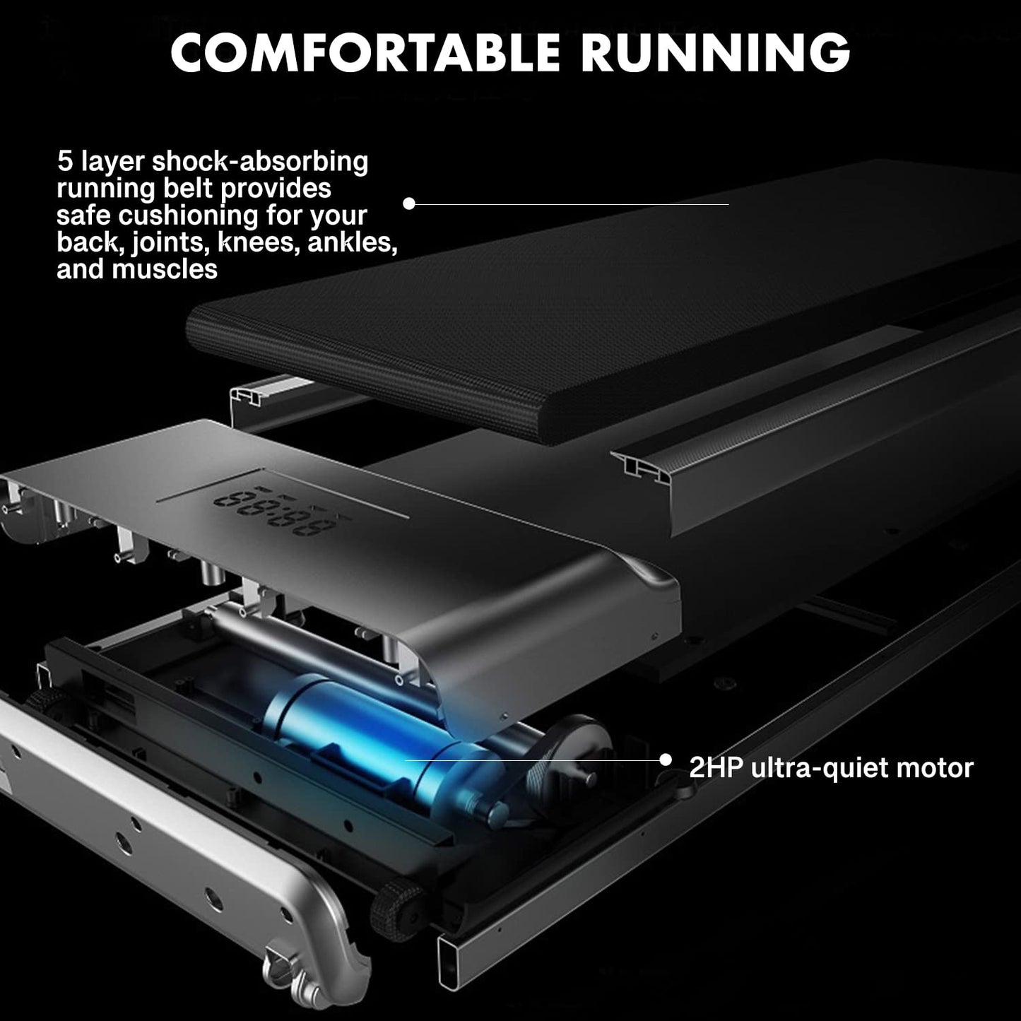 Under Desk Treadmill with Bluetooth & Remote Control Walking Running Pad Machine Adjustable Speeds LED Display for Home or Office (Grey)