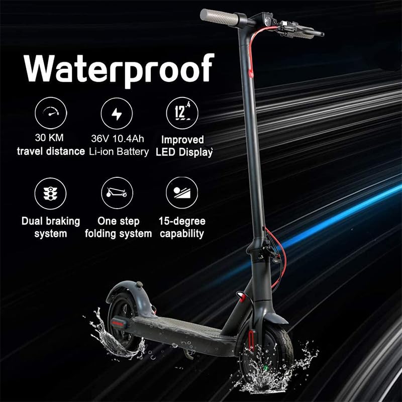 Sunclimb 8.5 Inch Electric Scooter for Adults with LED Display with App Function, 20-30 Km Range and 120kg Load with Mobile Phone Holder and Car Lock