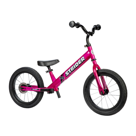 Strider 14x, Pink - Balance Bike for Kids 3 to 6 Years - Includes Custom Grips, Padded Seat, Performance Footrest & All-Purpose Tires