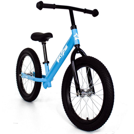 bicystar 16 Inch Balance Bike, Toddler Bicycle Ages 5-8, Air Tires, No Pedals Push Bike, Toddler Outdoor Toy Bike for Kids, Boys Girls, Blue