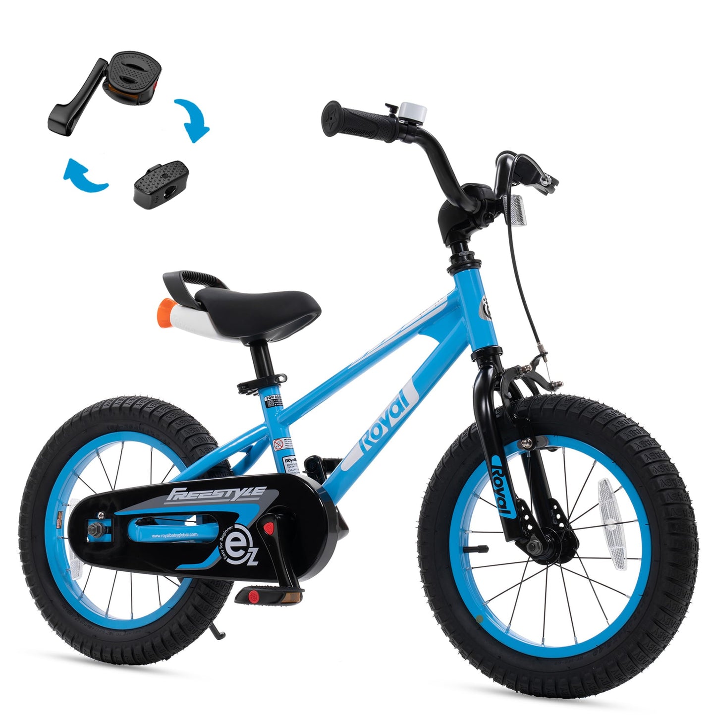 Royalbaby Freestyle EZ Kids Bike, Easy Learn Balancing to Biking, 16 Inch Balance & Pedal Bicycle, Instant Assembly Boys Girls Ages 4-7 Years, 16" Blue