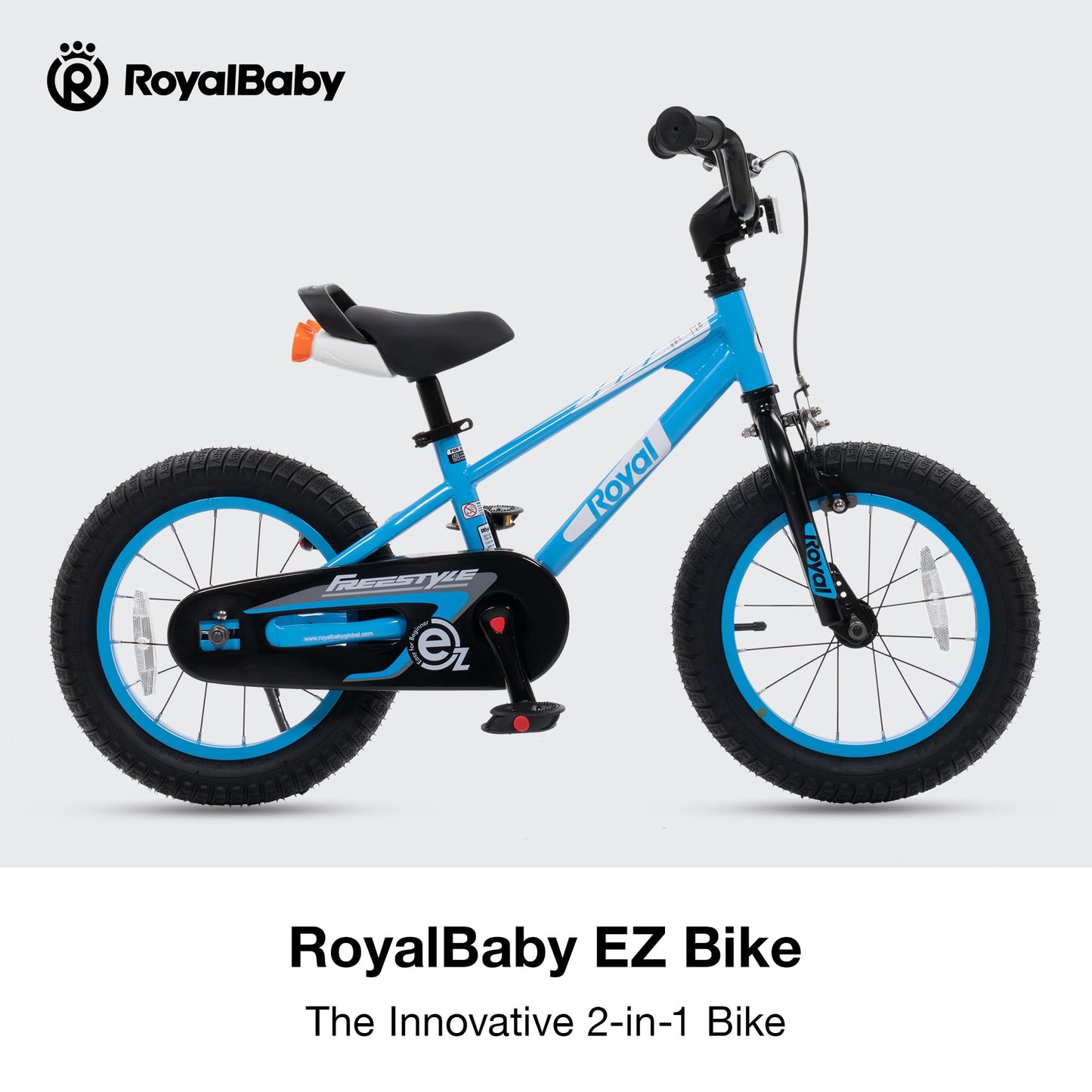 Royalbaby Freestyle EZ Kids Bike, Easy Learn Balancing to Biking, 16 Inch Balance & Pedal Bicycle, Instant Assembly Boys Girls Ages 4-7 Years, 16" Blue