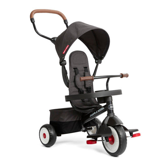 Radio Flyer Premium Stroll 'N Trike, Black Baby Trike for Ages 1-5 Years, Premium Baby Tricycle