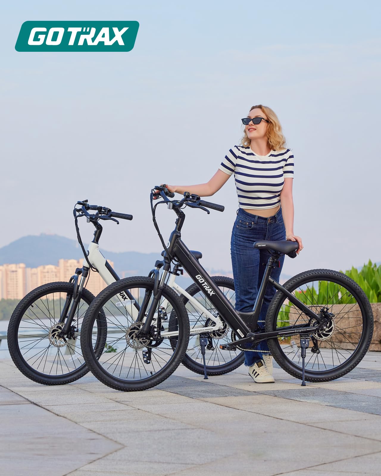 Gotrax 26" Electric Bike, Max Range 30Miles(Pedal-assist1) & 15.5/20Mph Power by 250/350W, 3 Riding Modes & Adjustable Seat, 7-Speed & Front Shock Absorber, Commuter Electric Bicycle for Adults, White