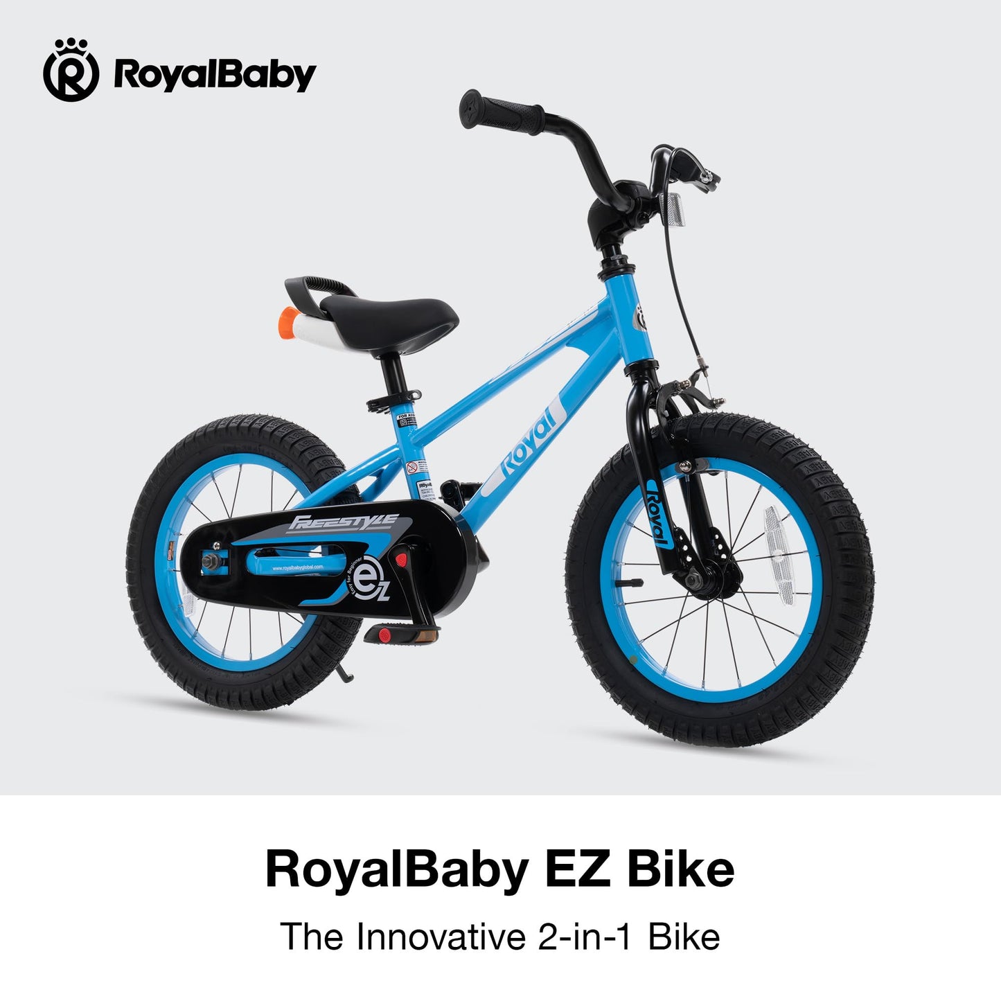 Royalbaby Freestyle EZ Kids Bike, Easy Learn Balancing to Biking, 16 Inch Balance & Pedal Bicycle, Instant Assembly Boys Girls Ages 4-7 Years, 16" Blue