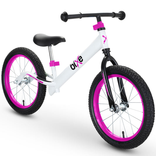 Bixe Balance Bike - 16" (40.6 cm) Big Kids' Training Bikes - Kids Balance Bike Designed for Children Ages 4 to 9 - No Pedal Push Bicycle for Boys or Girls - Pink