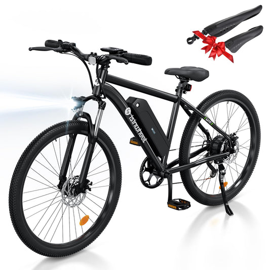 isinwheel M10 Electric Bike for Adults with 500W Motor, 20mph Max Speed, 374.4WH Removable Battery Ebike, 26" Electric Mountain Bike with 7-Speed and Front Suspension (Black)