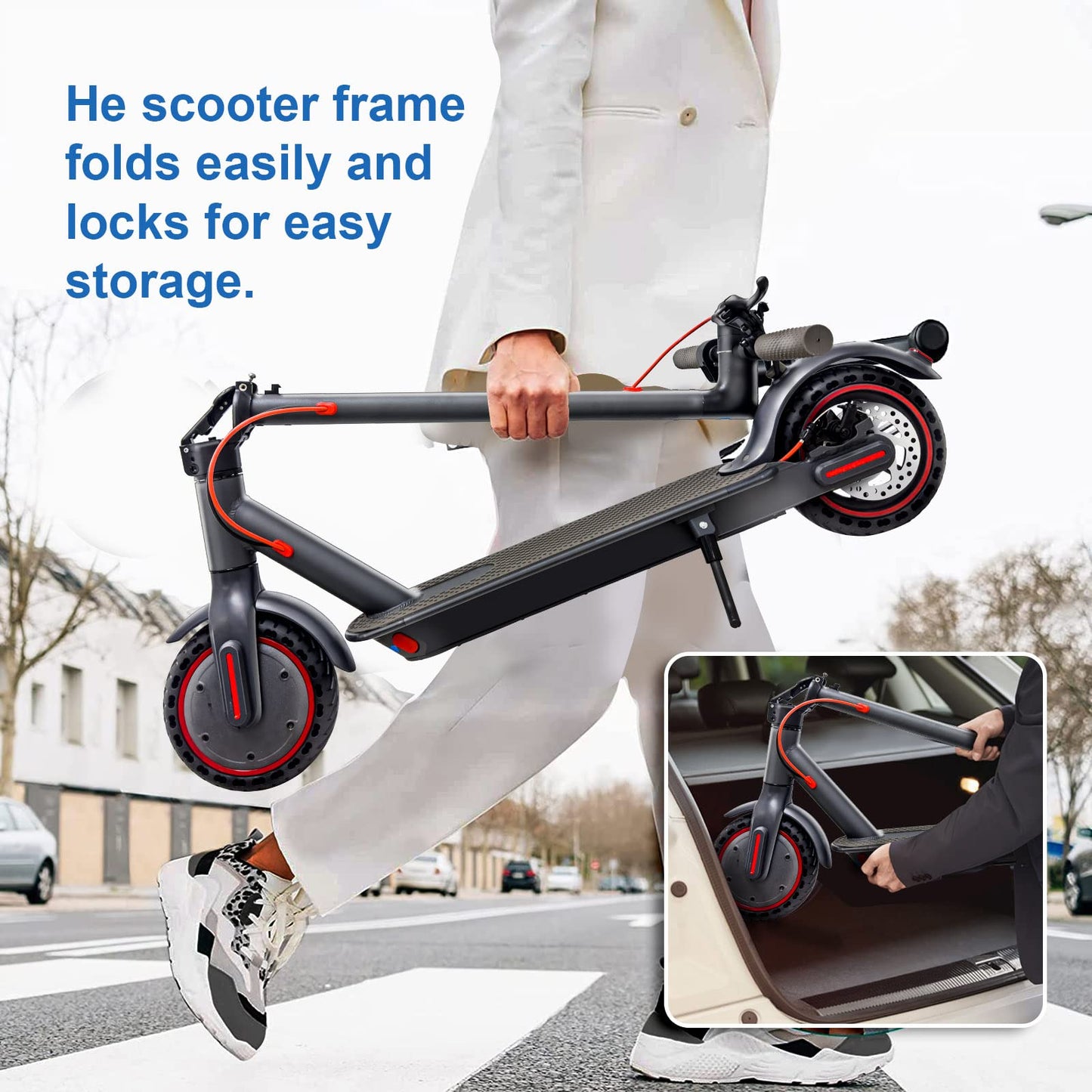 Folding Electric Scooter for Adults 8.5" / Class A Battery 10.4Ah / Autonomy 25~35Km / App Connection/with Lock and Phone Holder