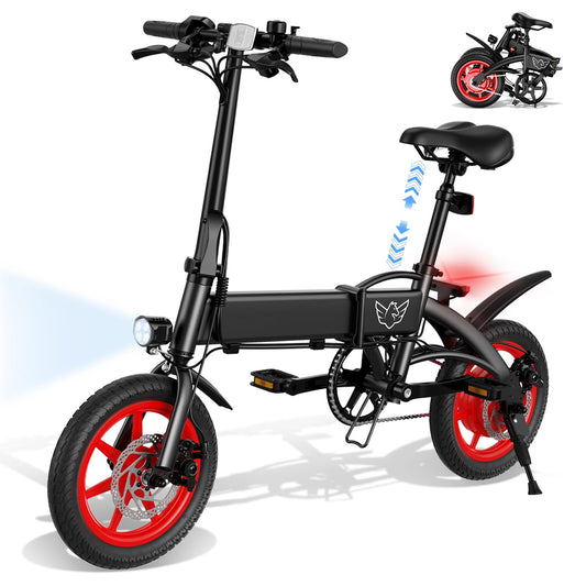 14" Folding Electric Bike for Adults, Foldable Ebike 15.5 MPH, 31 Miles Range, 630W Peak Brushless Motor with 30° Uphill, Adjustable Seat, Lightweight Electric Bicycle for Ages 12+ 330LBS Load