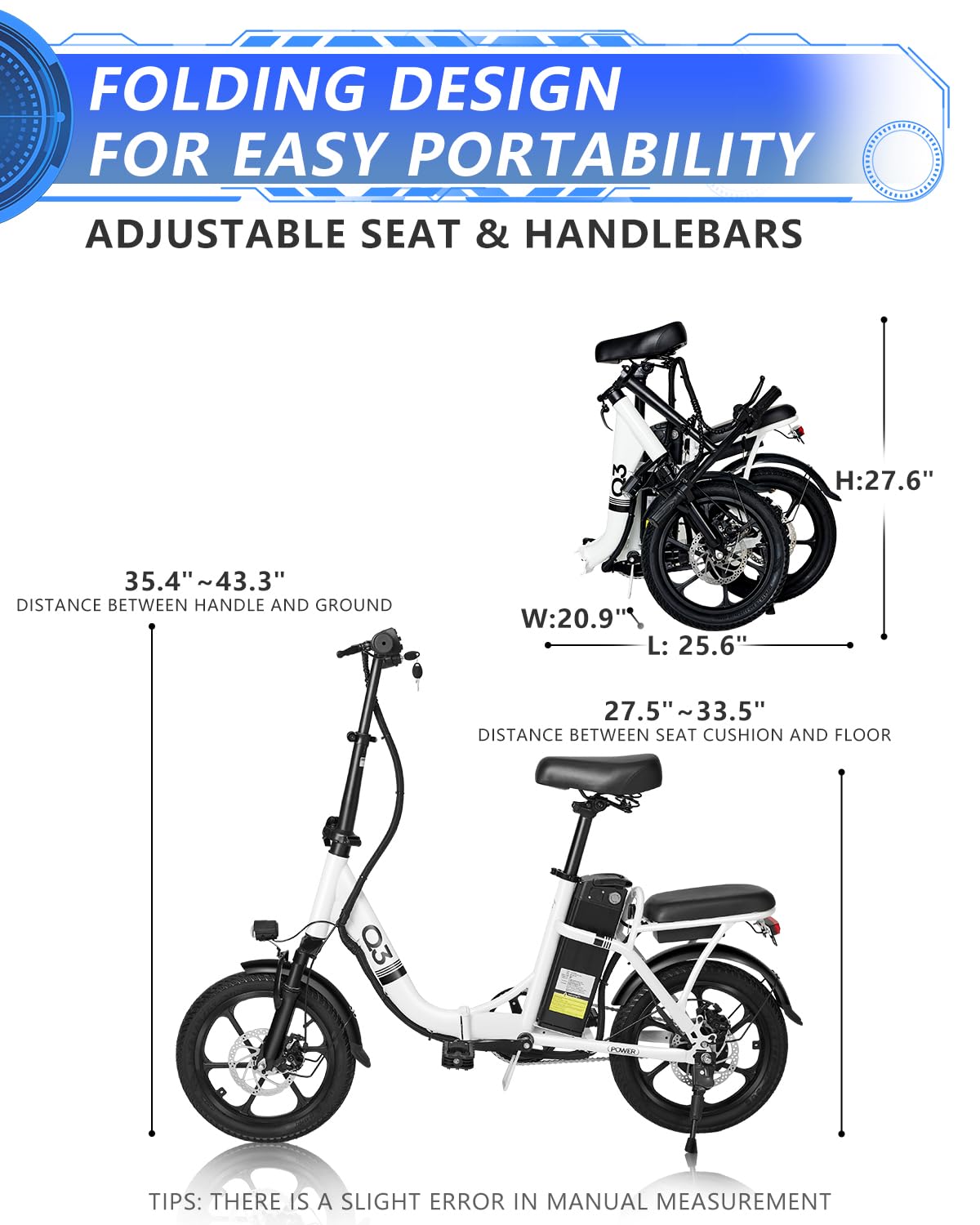 Electric Bike for Adults, Ebike, 16" /26'' Folding Electric Bike 350W 48V 12Ah Built-in Battery 25MPH, 20+Miles, Multi-Shock Absorption, 3 Modes,Commuting, UL 2849 Certified, High Brushless Gear Motor