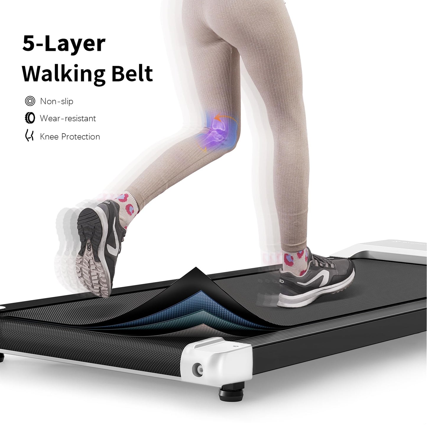 Superun Walking Pad 2.5HP - Under Desk Treadmill with APP and Remote Control - Walking Treadmill for Home or Office 136 KG Capacity