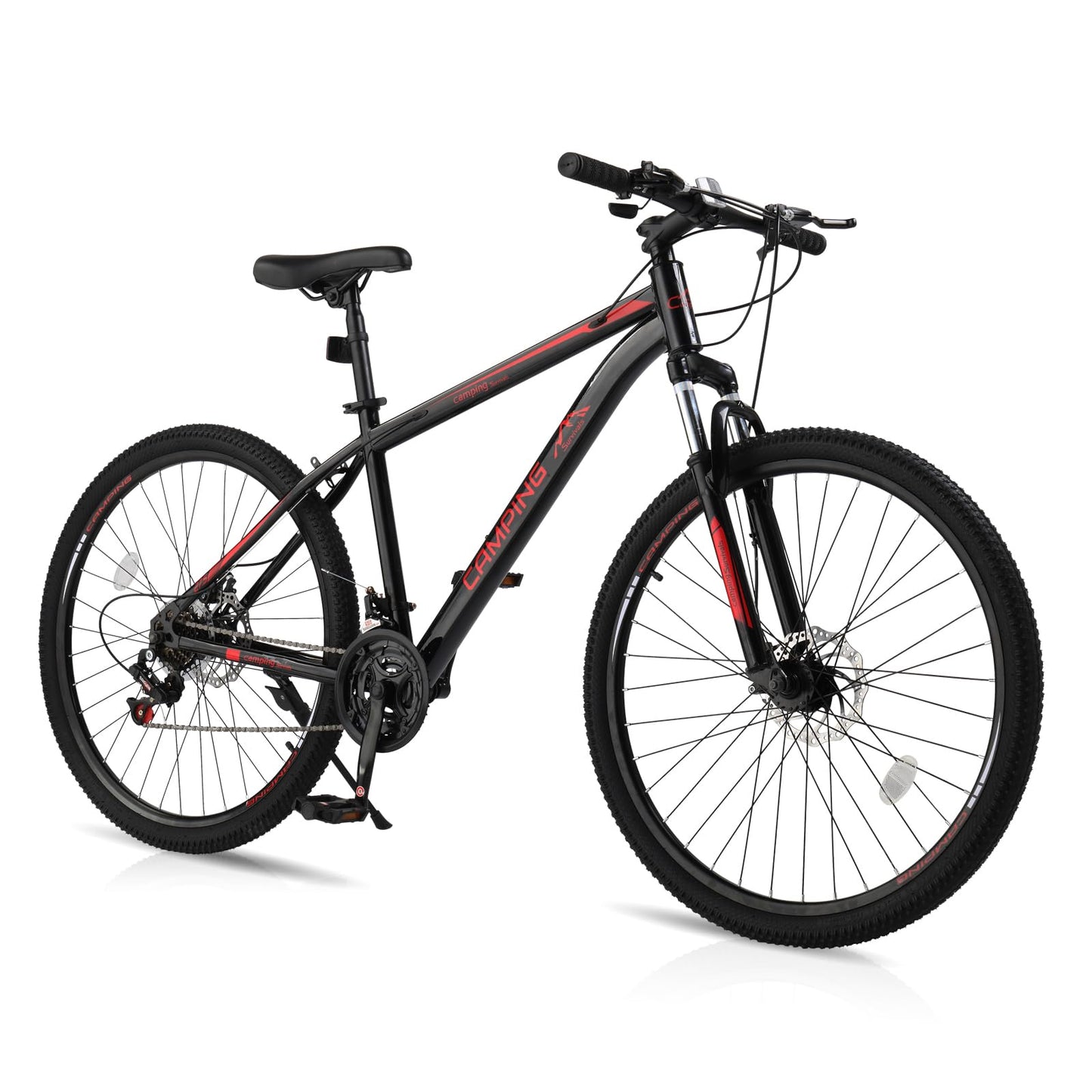 Ktaxon Mountain Bike 27.5 Inch Men & Women Mountain Bike 21-Speed Adult Bikes, Double Disc Brake, Suspension Fork, High Carbon Steel Frame (Black)