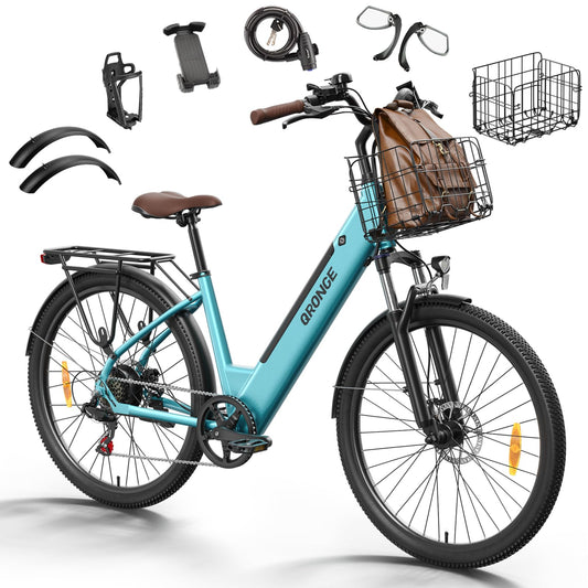 Electric Bike for Adults 1000W Max, 26 inch Step Thru Electric Bicycle 460Wh 70 Miles Range Max, Ebike with Bike Basket, UL Certified E Bike, 7 Speed, 25 MPH Max, 5 Riding Modes for Commute Blue