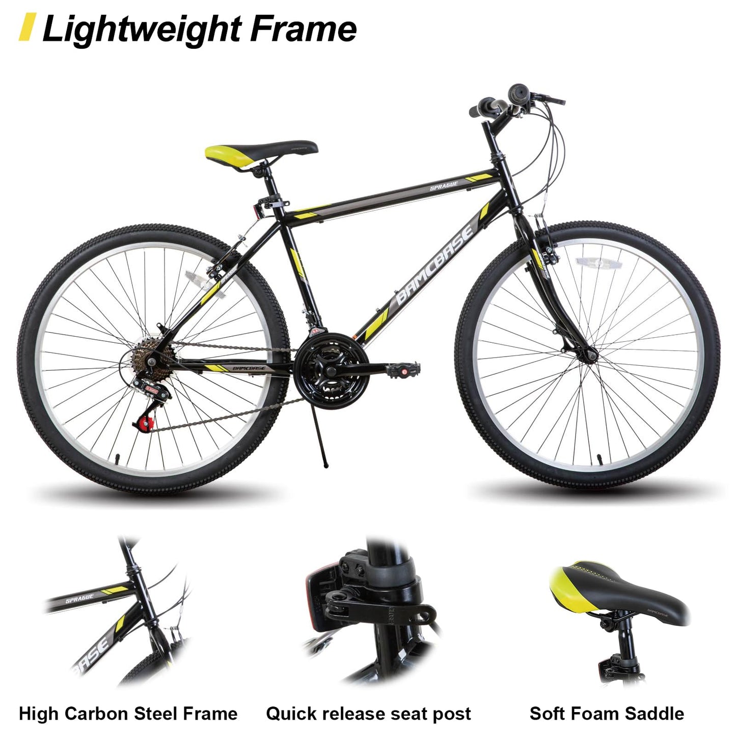 HH HILAND 24 26 inch Mountain Bike for Men Women, 21 Speeds High-Carbon Steel Frame, Sport Cycling MTB Bicycle for Adult