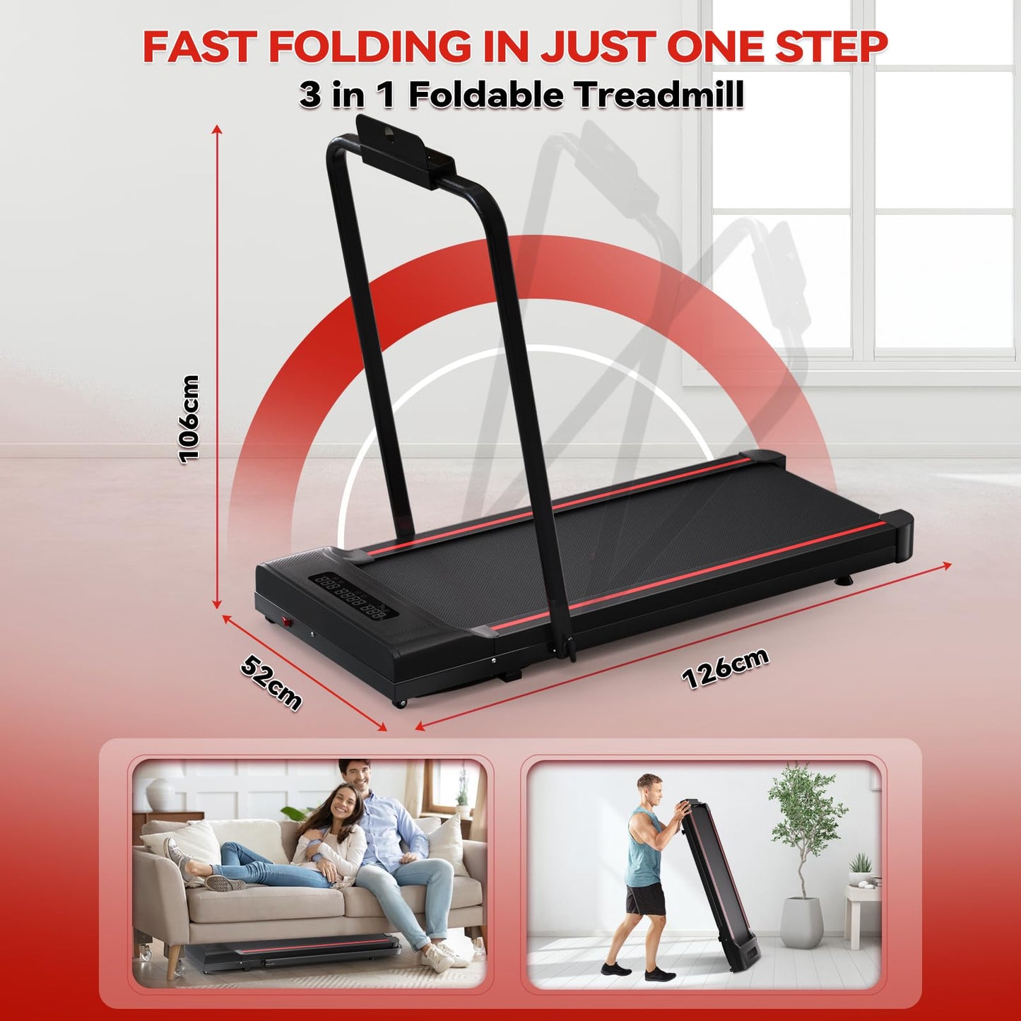 Sperax Walking Pad Treadmill-Treadmills for Home-Folding Treadmill-Under Desk Treadmill,340Lb Capacity,Remote Control & LED Display