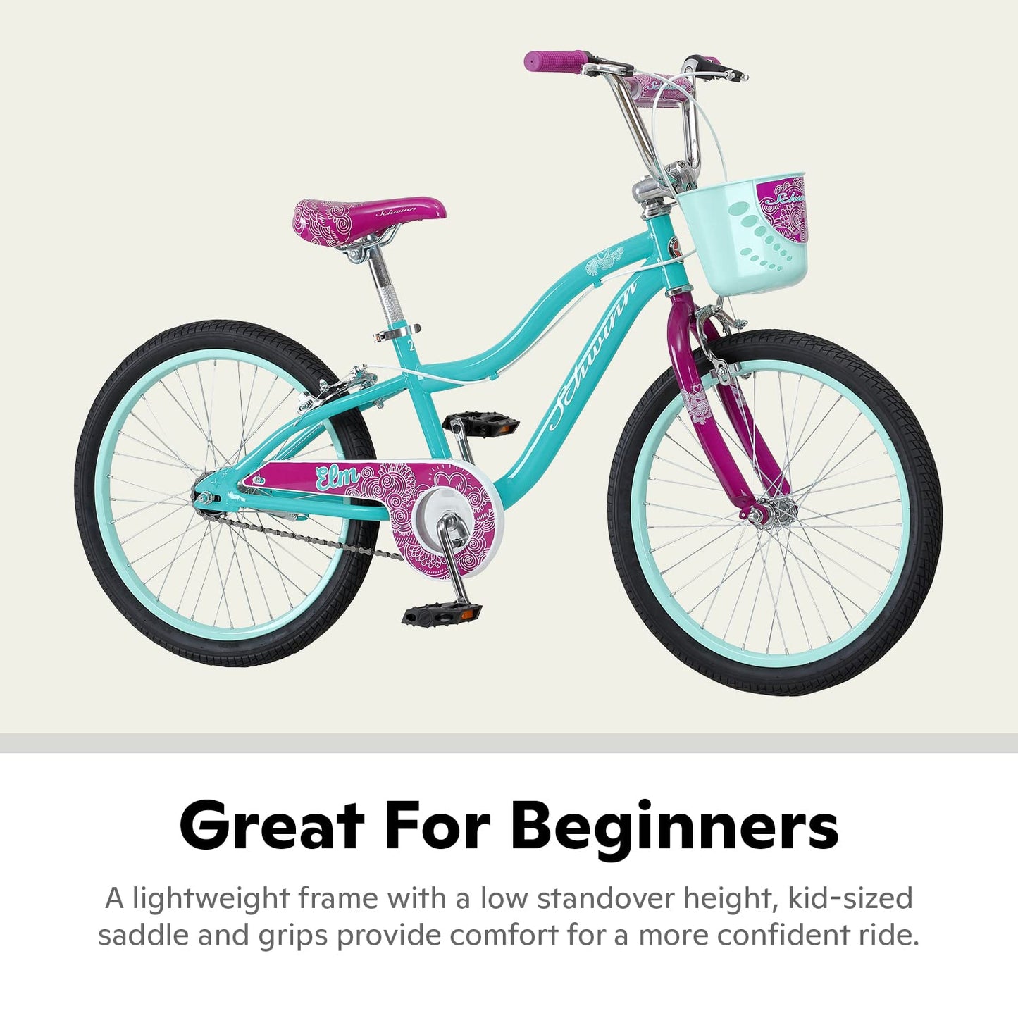 Schwinn Koen & Elm BMX Style Kids Bike in 20-Inch Wheels, Basket, Chain Guard & Kickstand Included, For Boys & Girls Age 7-13 Year Old, No Training Wheels, Teal