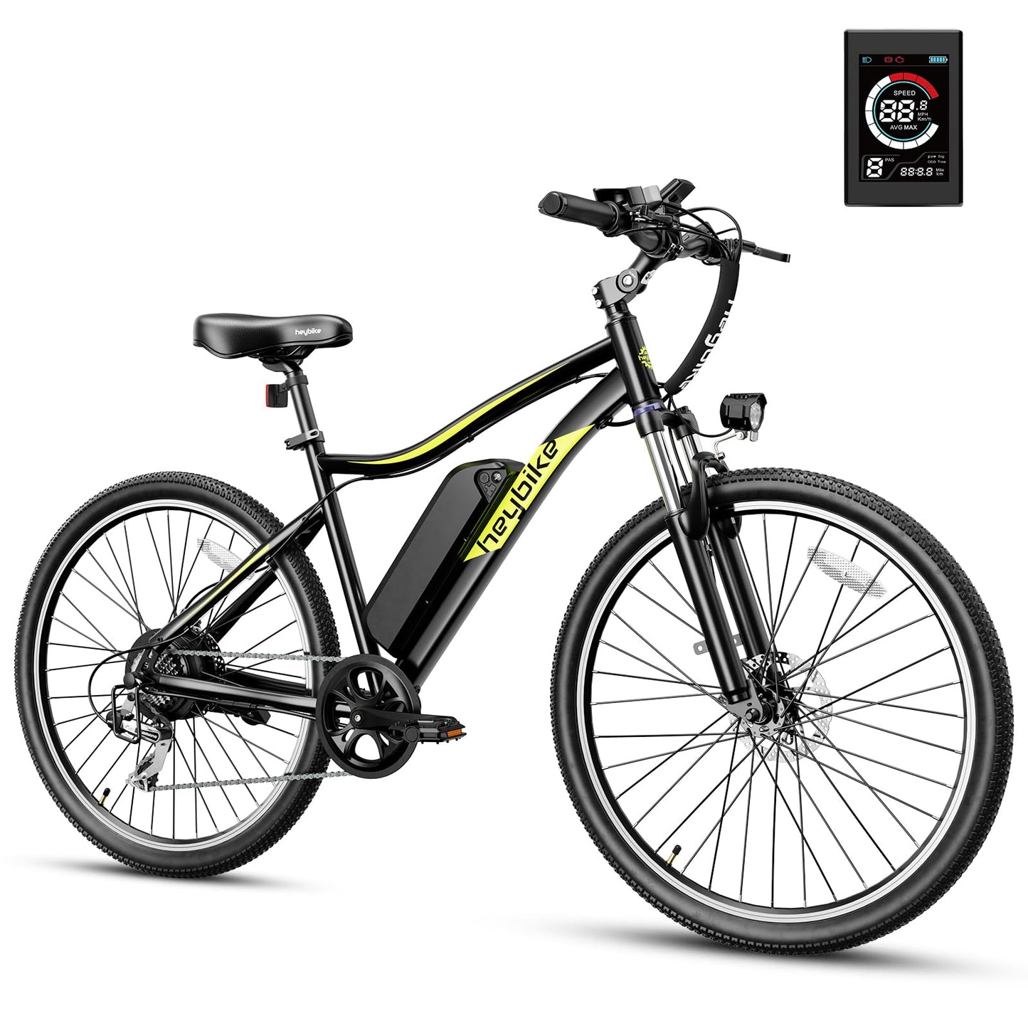 Heybike Race Max Electric Bike for Adults with 750W Peak Motor, 28mph Max Speed, 600WH Removable Battery Ebike, 27.5" Electric Mountain Bike with 7-Speed and Front Suspension