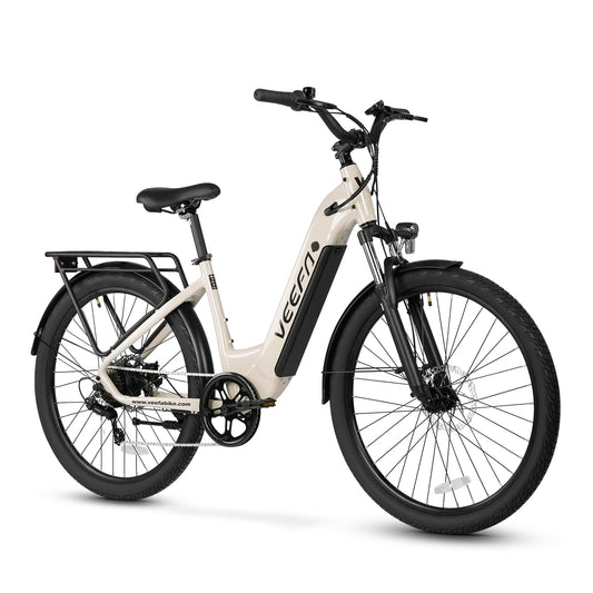 VEEFA Electric Bike for Adults 27.5’’ Up to 24Mph Power by Peak 1000W Motor Ebike 80 Miles Max Range by 48V Built-in Removable Battery, 5 Pedal-Assist Levels, Commuting E Bike (Warm Grey)