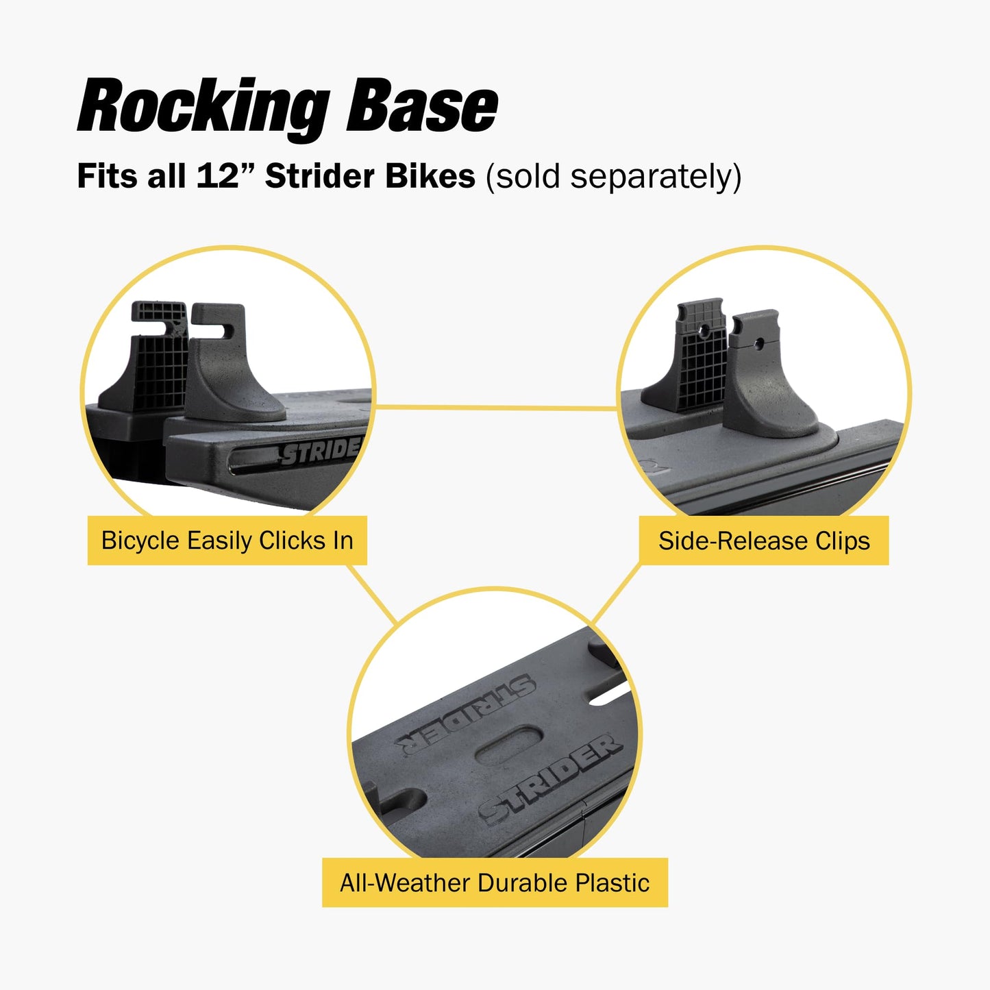 Strider Rocking Base - Fits All Our 12” Balance Bikes - for Kids 6 Months to 2 Years - All-Weather, Durable Plastic - Easy Assembly & Adjustments