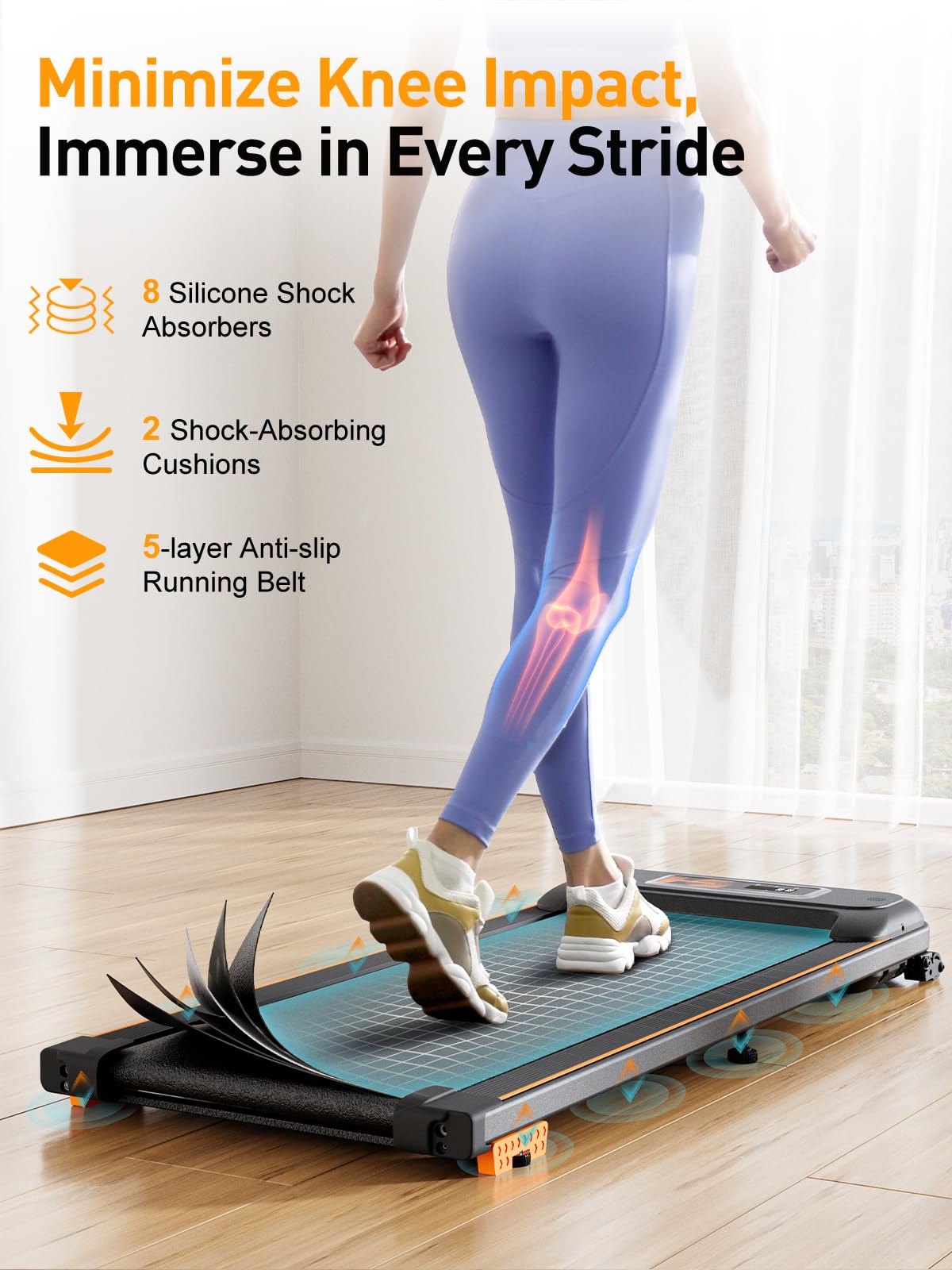 Walking Machine Treadmill for Home, 2.5HP Under Desk Treadmill with Incline, Running Machine with Remote Control and LED Display for Home/Office Fitness Exercise, Remote & App Control, No Assembly