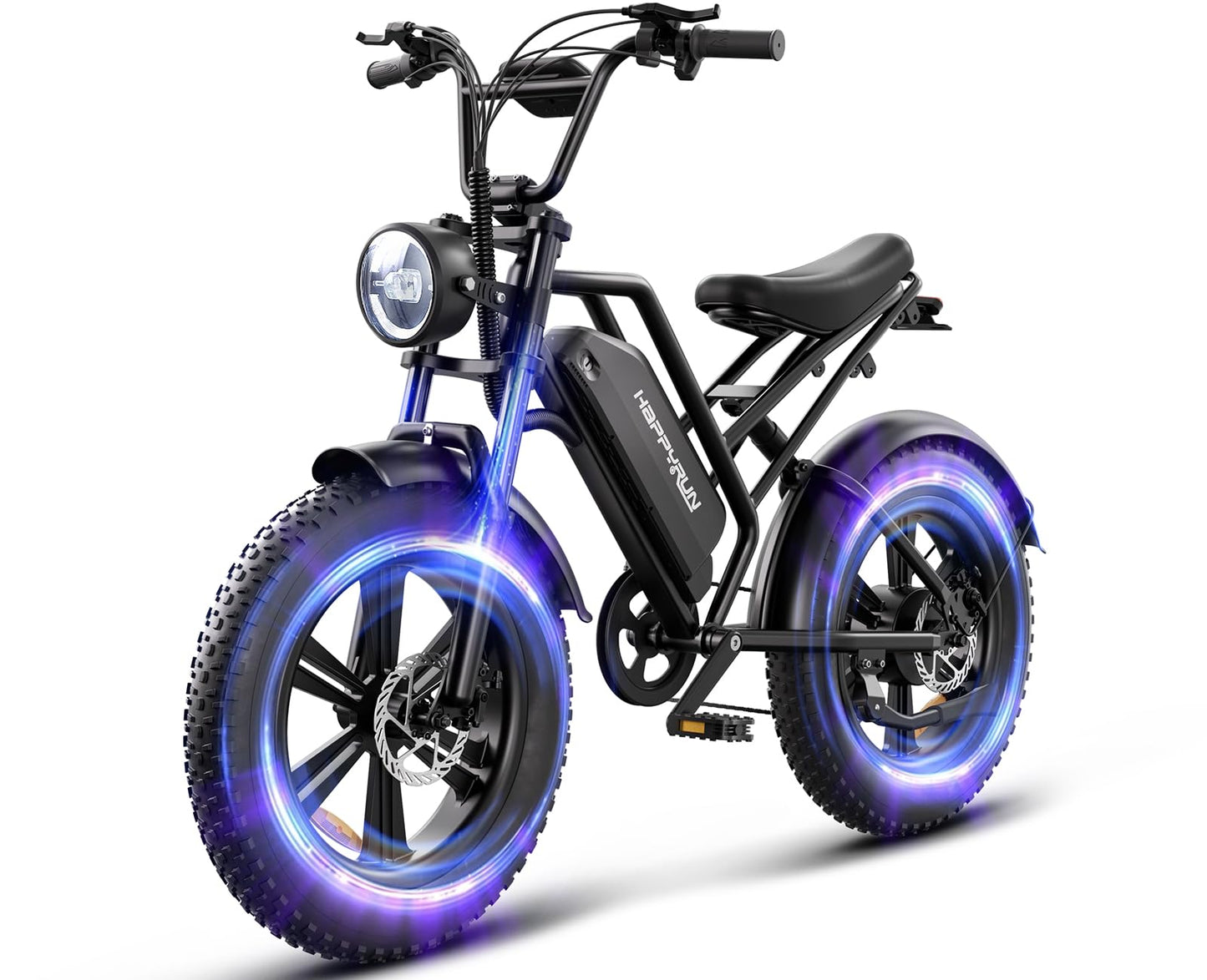 HAPPYRUN 1500W Moped Style Electric Bike | Adult eBikes - 48V 18Ah Removable Battery | 60+ Mile | 32MPH Top Speed - All Terrain Fat Tire Electric Bike for Mountains, Snow, Sand, Road