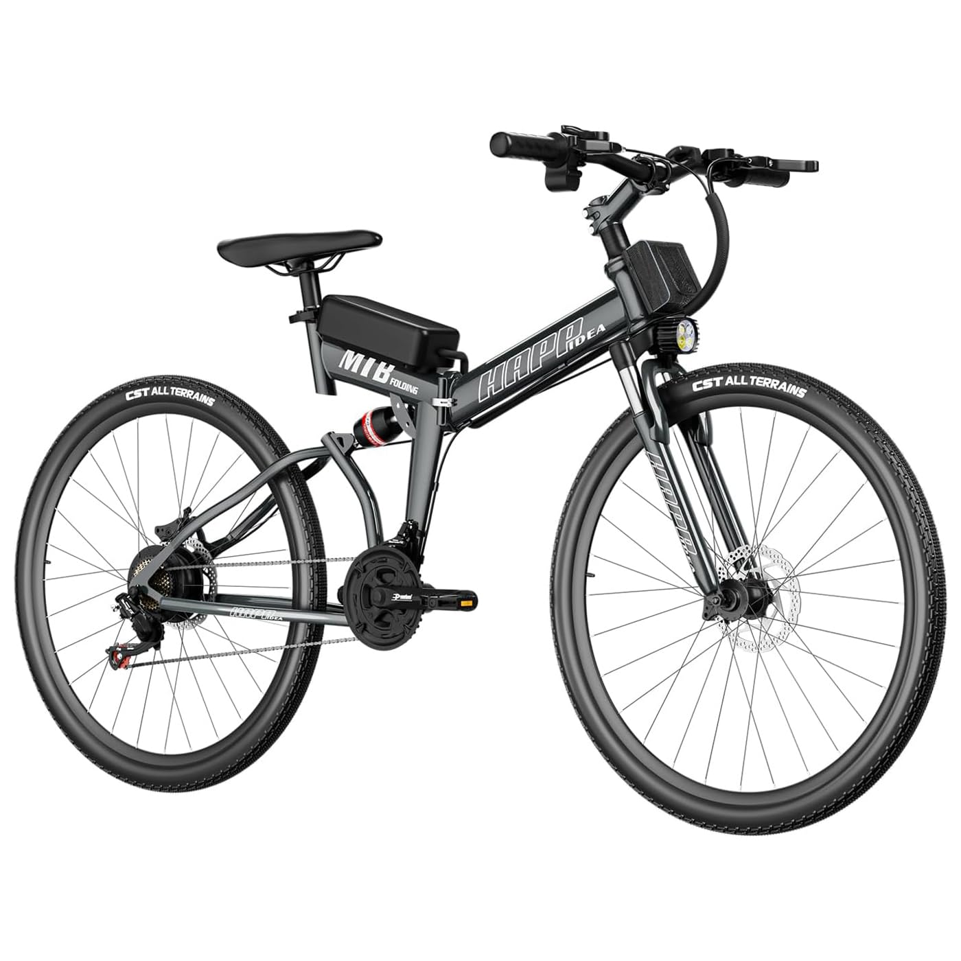 DollarDash Foldable Electric Bike for Adults with 21 Speed&Dual Disc Brakes, 500W Electric Mountain Bicycle 26'' Ebike 20MPH Electric Folding Bicycles with Battery, 50 Miles for Men Women(Gray)