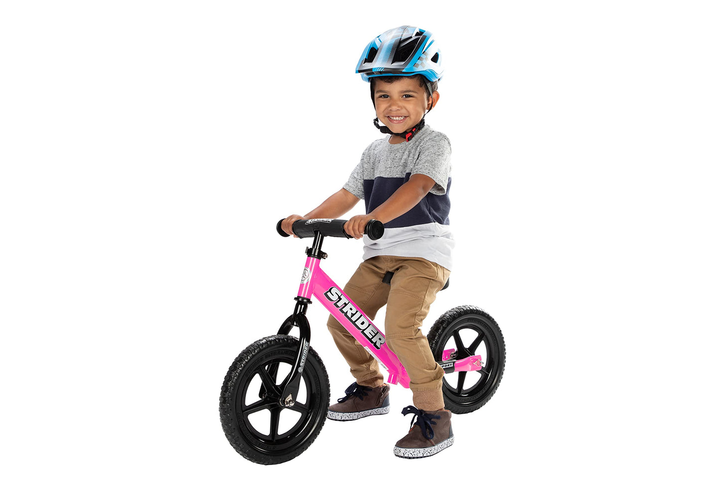 Strider 12” Sport Bike, Pink - No Pedal Balance Bicycle for Kids 1 to 4 Years - Includes Safety Pad, Padded Seat, Mini Grips & Flat-Free Tires - Tool-Free Assembly & Adjustments