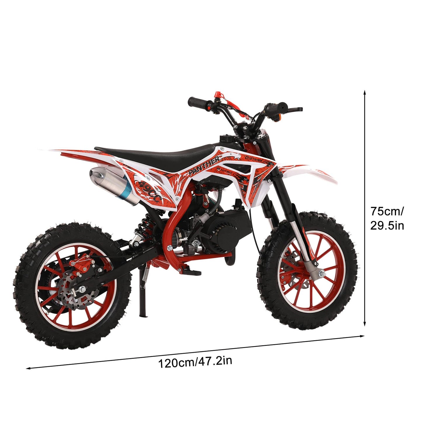 50cc Kids Dirt Bike, Dirt Bike for Kids 8-14, 2-Stroke Gas Dirt Bike, Gas Power Pocket Rocket Bike [New Model Quality Improvement], Off Road Mini Motorcycle Max Load 330Lbs, More Summer Fun (Red)