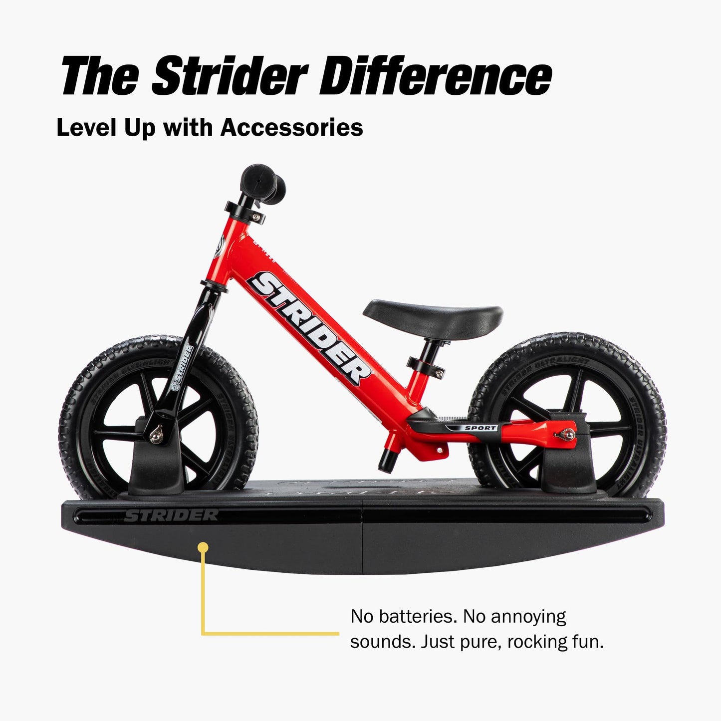 Strider Rocking Base - Fits All Our 12” Balance Bikes - for Kids 6 Months to 2 Years - All-Weather, Durable Plastic - Easy Assembly & Adjustments