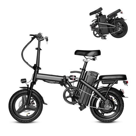 APYEAR Electric Bike for Adults,Electric Bicycle with 48V 12Ah Removable Battery,14" Folding Ebike, 22MPH Commuting Electric Bike, Multi-Shock Absorption, High Brushless Gear Motor