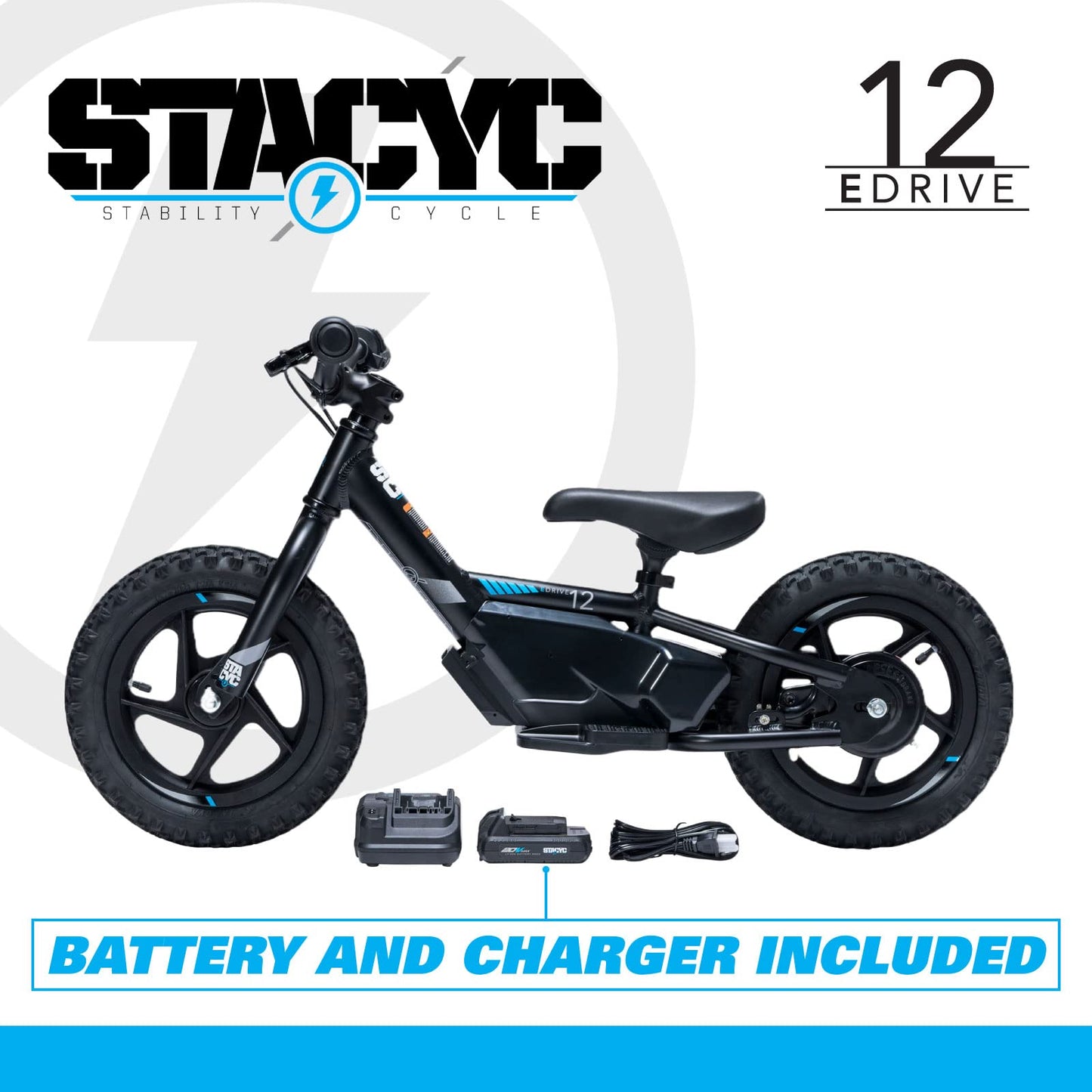 STACYC 12eDRIVE Electric Balance Bike for Kids Ages 3-5 Years Old